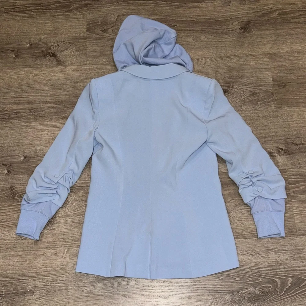 NWT CINQ A SEPT KHLOE ICICLE BLUE HOODED BLAZER JACKET 4 - Picture 6 of 12